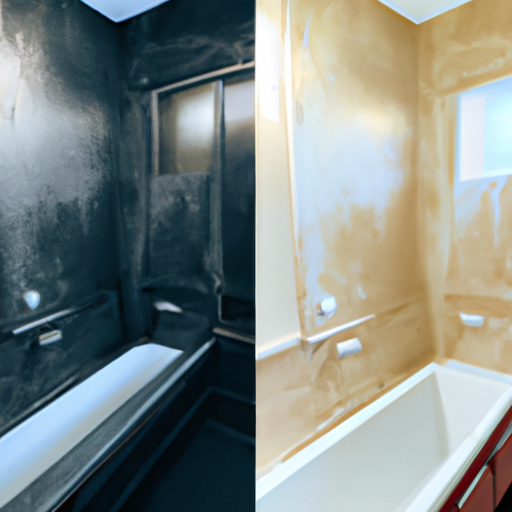 תמונת לפני ואחרי של שיפוץ חדר אמבטיה המציגה את האפקט הטרנספורמטיבי של ציפוי אמבטיה